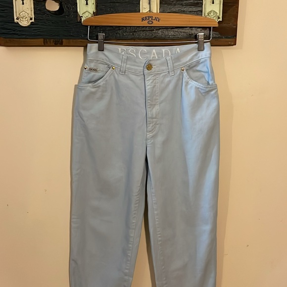 Vintage Escada One Powder Blue High Waist Tapered Jeans Size 38 - Picture 3 of 16